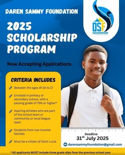 Daren Sammy Foundation Announces the Opening of its Annual Scholarship Program